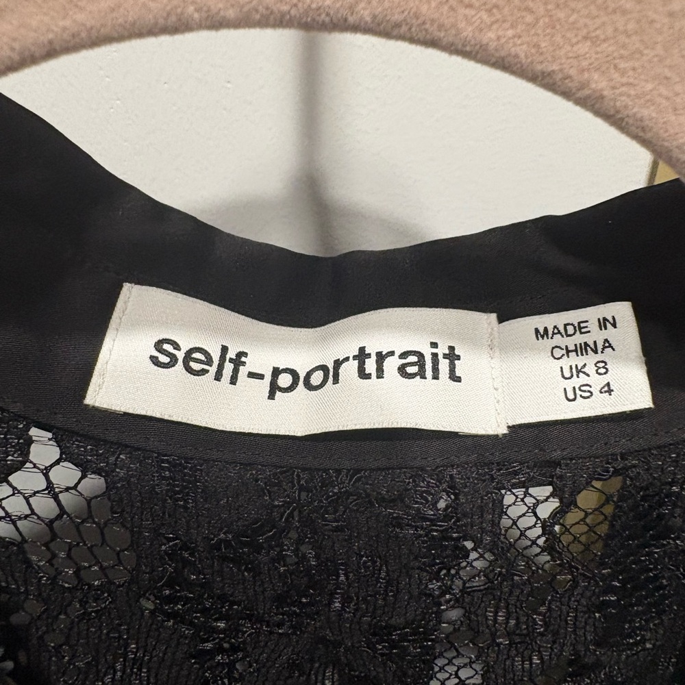 Self-Portrait Black Lace Blouse with Button Detail - Picture 2 of 3